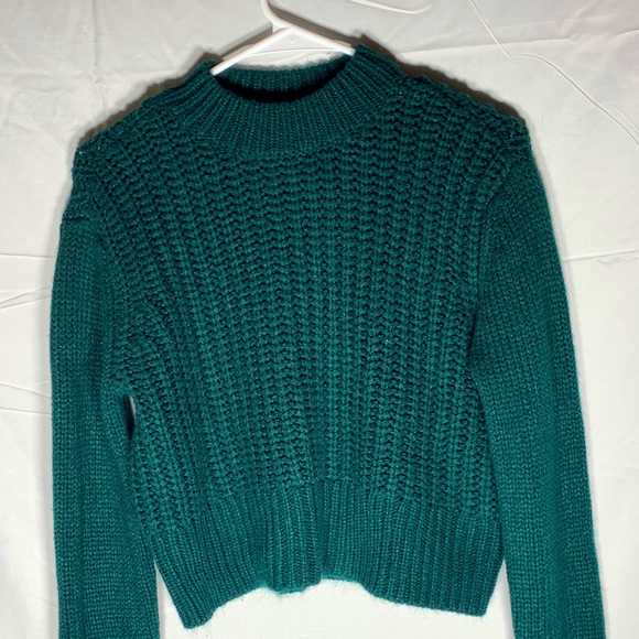 PACSUN forest green crochet cropped sweater - Picture 1 of 4